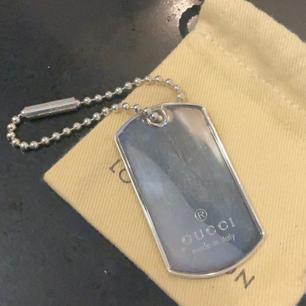 Gucci 925 Silver Dog Tag Keychain